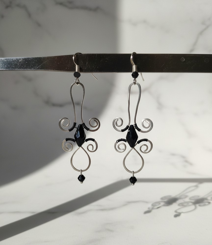 boucles d'oreilles "gouttes de cristal" – acier inoxydable & perles de verre boucles d'oreilles "gouttes de cristal" – acier inoxydable & perles de verre