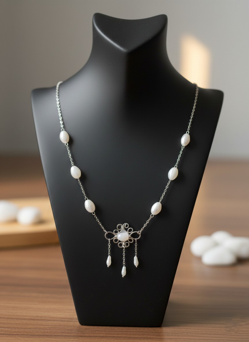 collier elégance en acier inoxydable et perles acryliques collier elégance en acier inoxydable et perles acryliques